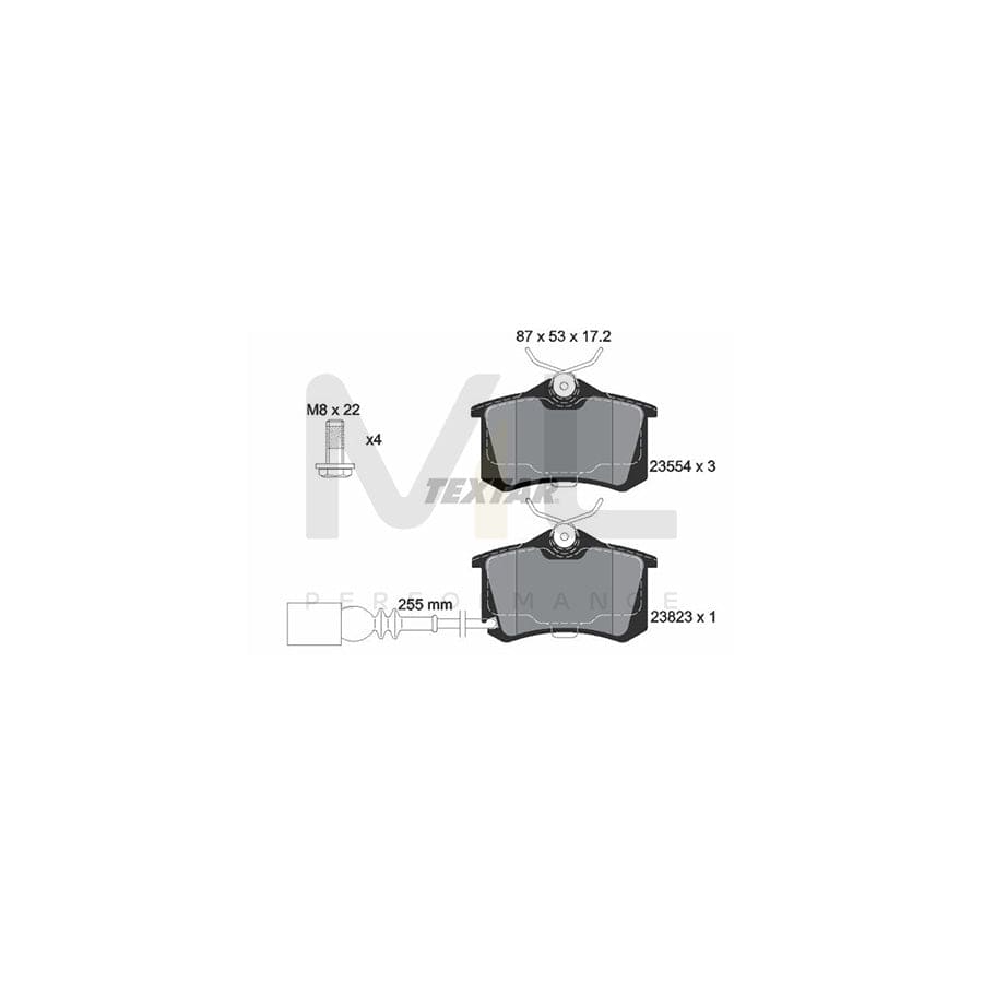 TEXTAR 2382301 Brake pad set incl. wear warning contact, with brake caliper screws | ML Performance Car Parts