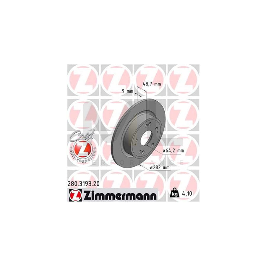 ZIMMERMANN 280.3193.20 Brake Disc Solid, Coated  - 1 piece