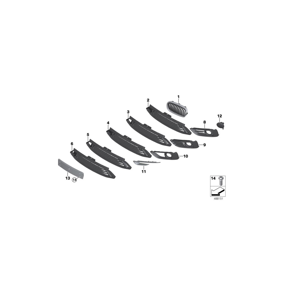 Genuine BMW 51137300544 F45 F46 Grille, Front, Right (Inc. 220d, 218d & 225i) | ML Performance US Car Parts