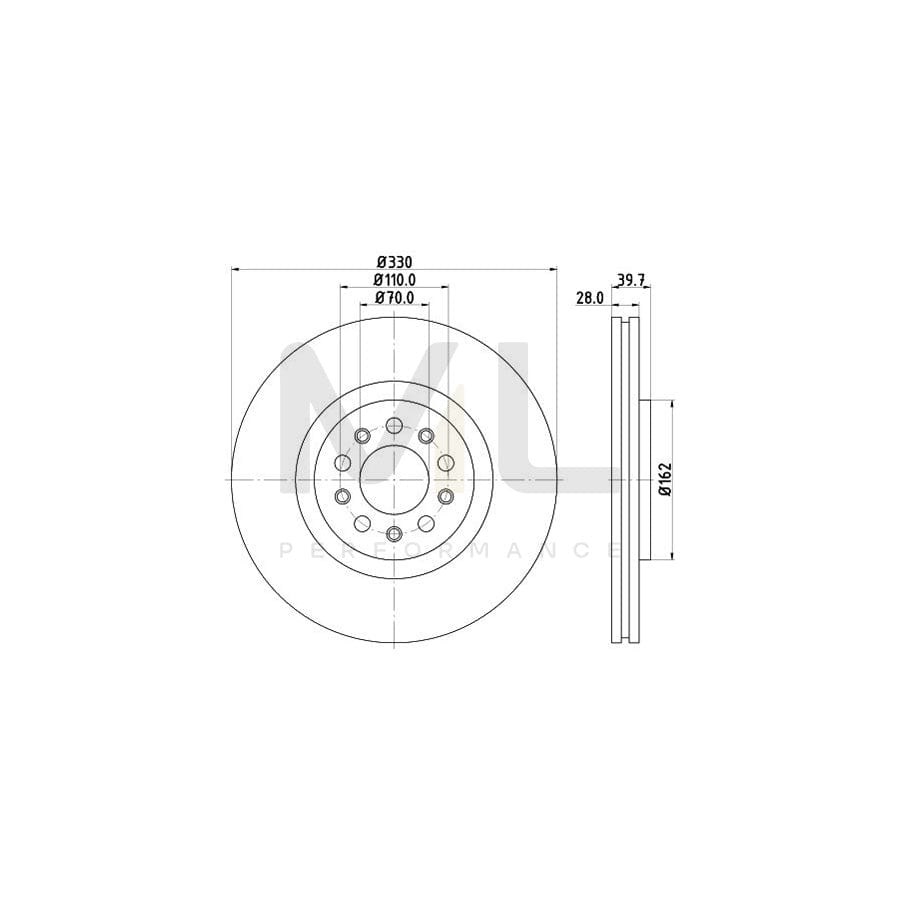HELLA PRO 8DD 355 116-651 Brake Disc Internally Vented, Coated, without wheel hub, without wheel studs