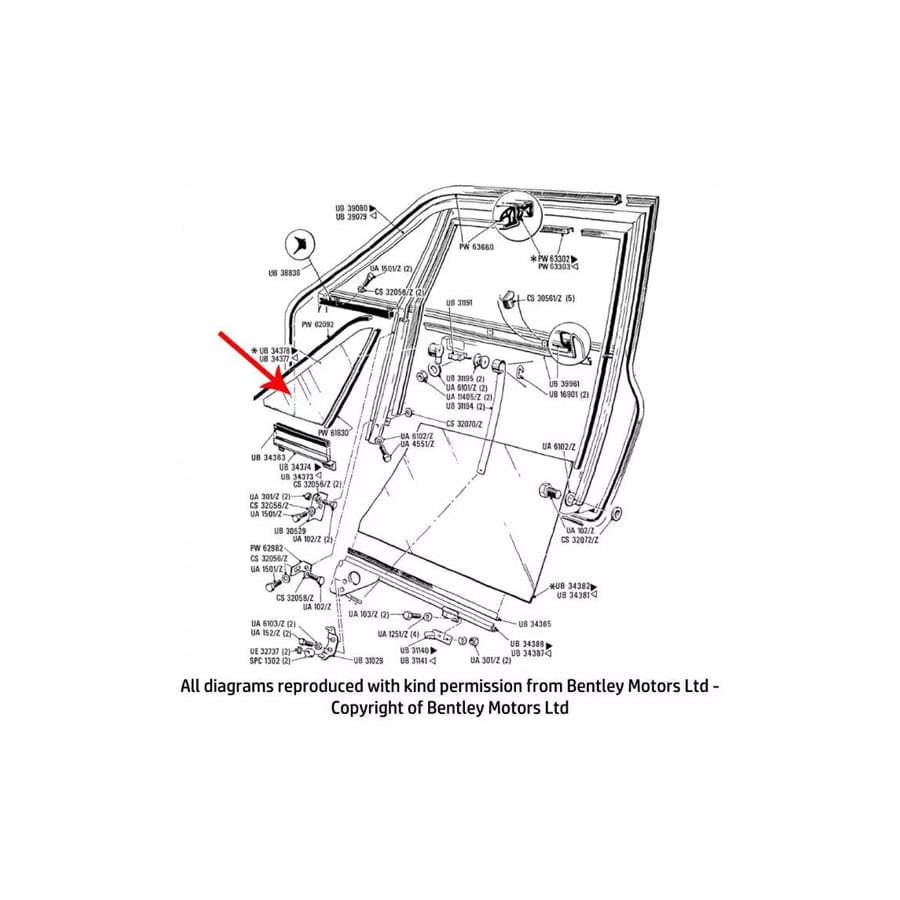 GENUINE Rolls-Royce UB34379 LEFT HAND FRONT QUARTER GLASS (plain)