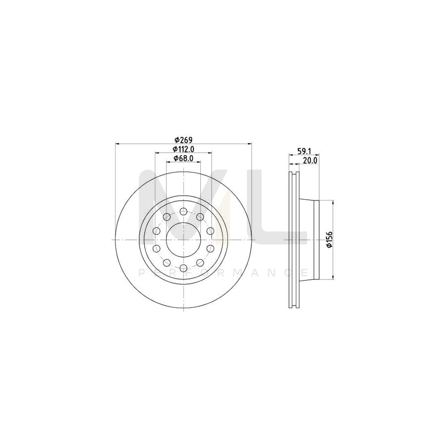 HELLA 8DD 355 103-851 Brake Disc Externally Vented, without wheel hub, without wheel studs