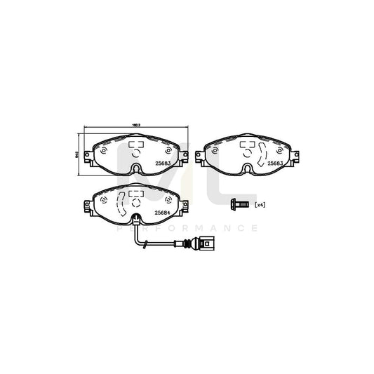 Hella 8DB 355 020-191 Brake Pad Set Incl. Wear Warning Contact, With Brake Caliper Screws