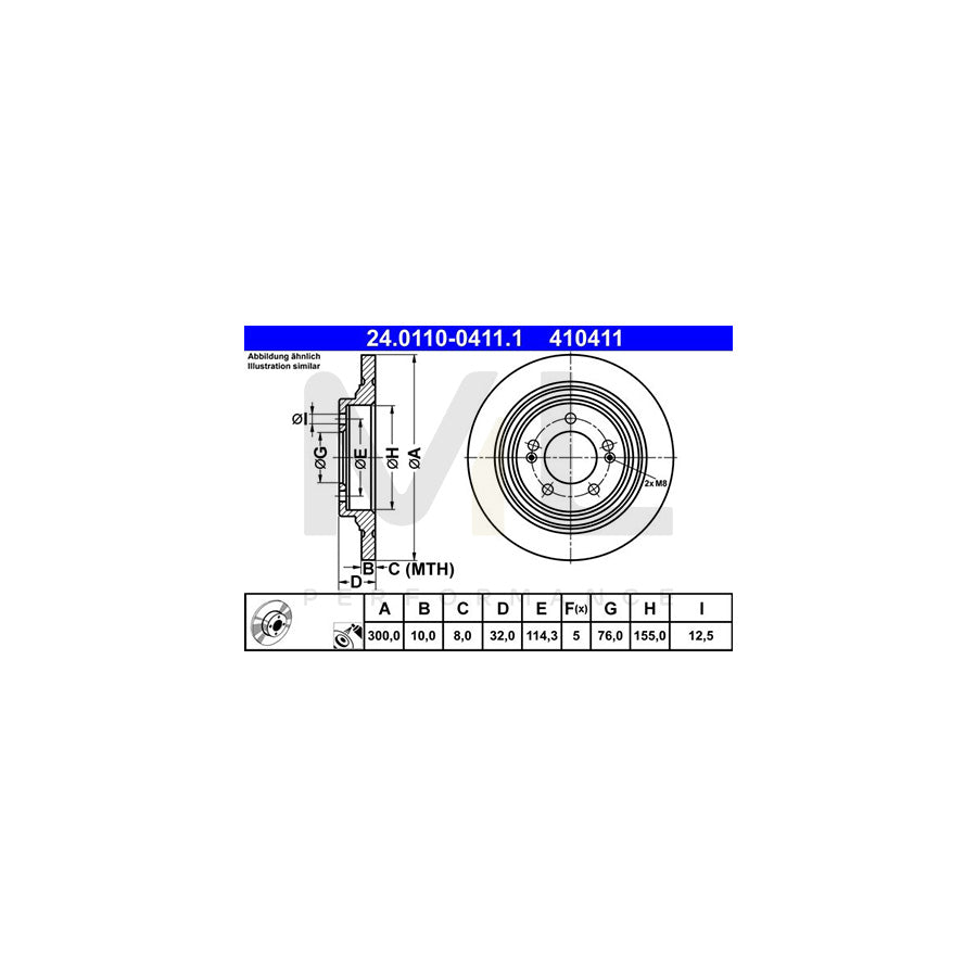 ATE 24.0110-0411.1 Brake Disc Solid, Coated, High-carbon  - 1 piece