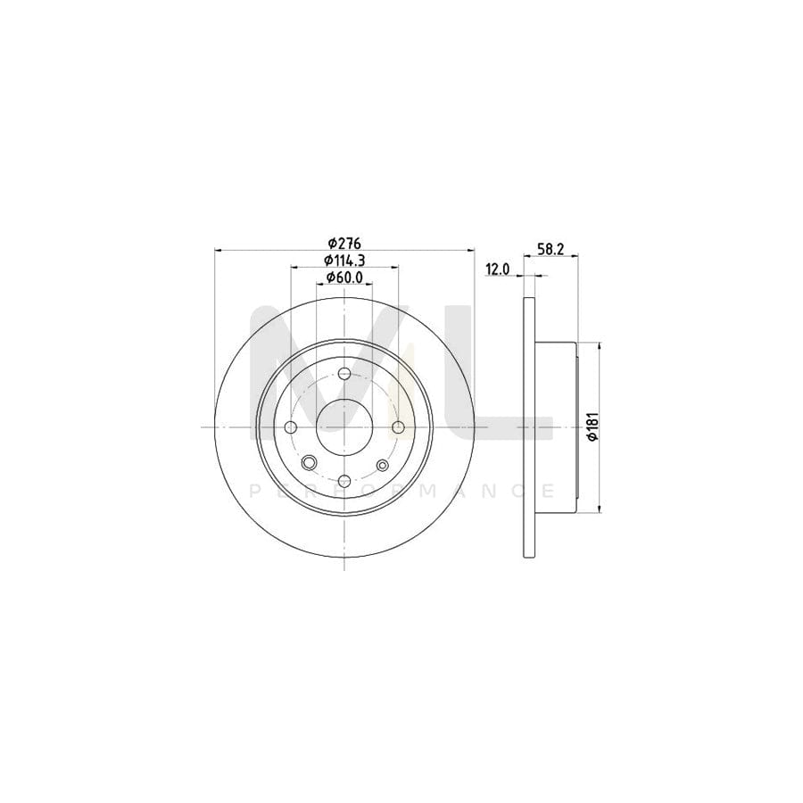HELLA PRO 8DD 355 116-991 Brake Disc Solid, Coated, without wheel hub, without wheel studs