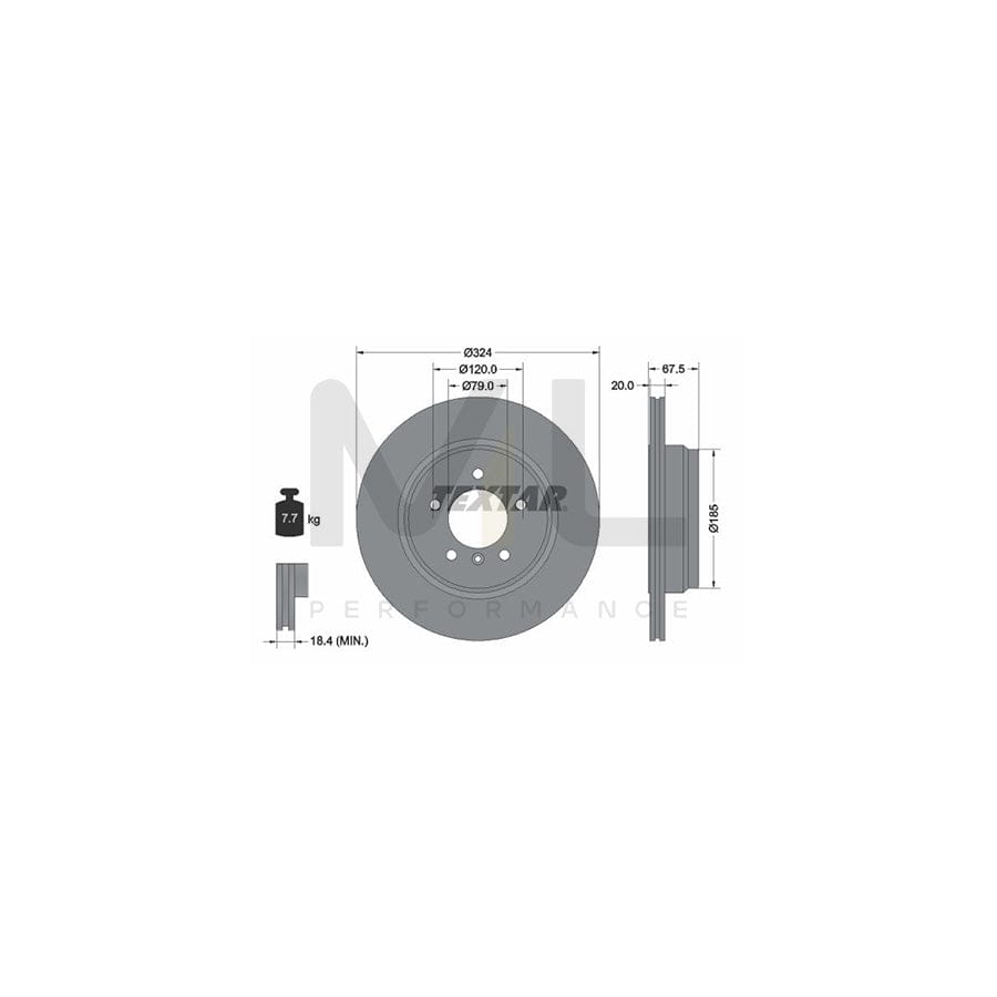 TEXTAR PRO 92123103 Brake Disc for BMW 7 (E65, E66, E67) Externally Vented, Coated, without wheel hub, without wheel studs | ML Performance Car Parts