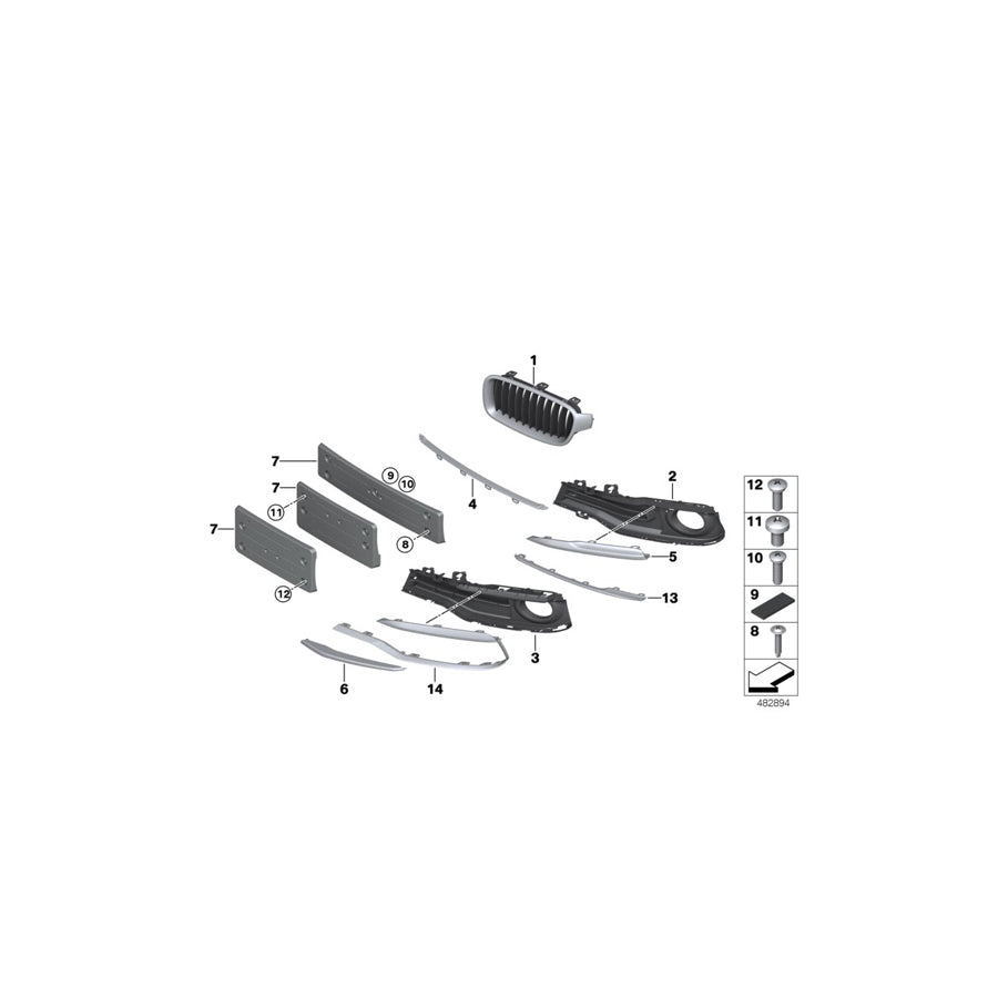 Genuine BMW 51137475967 F30 Grille, Front, Left PHEV (Inc. 330e) | ML Performance US Car Parts