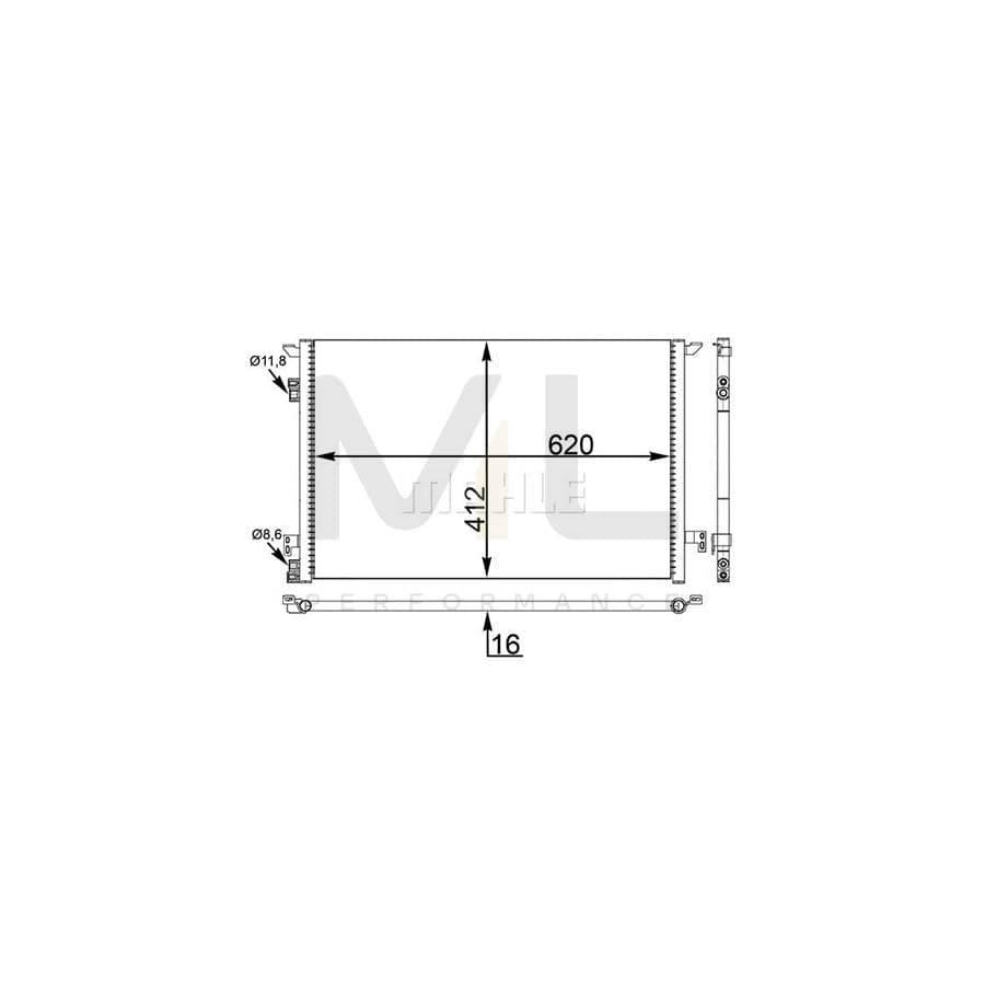 MAHLE ORIGINAL AC 411 000S Air conditioning condenser without dryer | ML Performance Car Parts