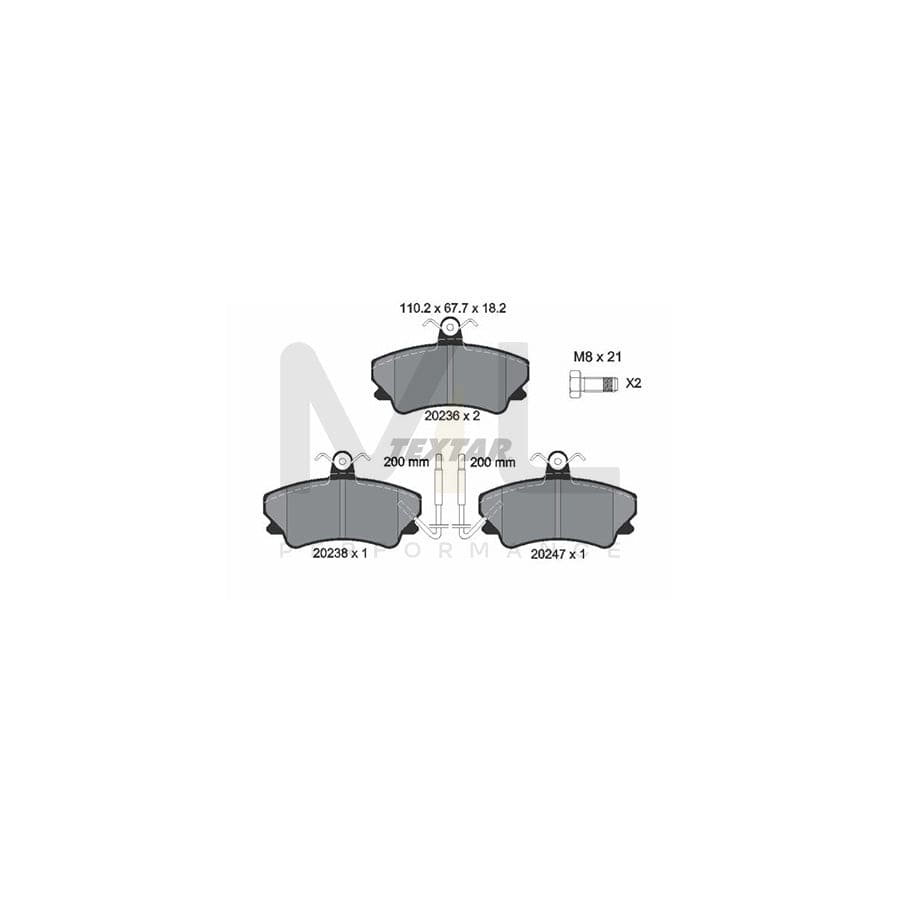 TEXTAR 2023602 Brake pad set for RENAULT Espace II (J63/S63) with integrated wear warning contact, with brake caliper screws | ML Performance Car Parts