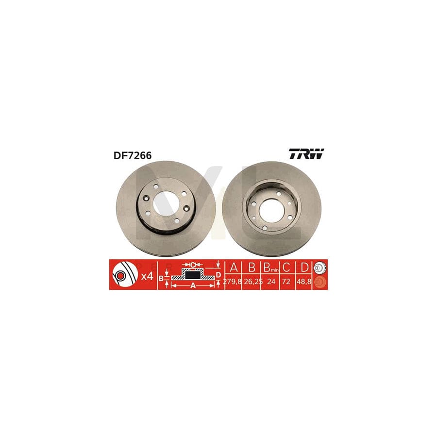 TRW DF7266 Brake Disc for KIA CARENS Vented, Painted | ML Performance Car Parts