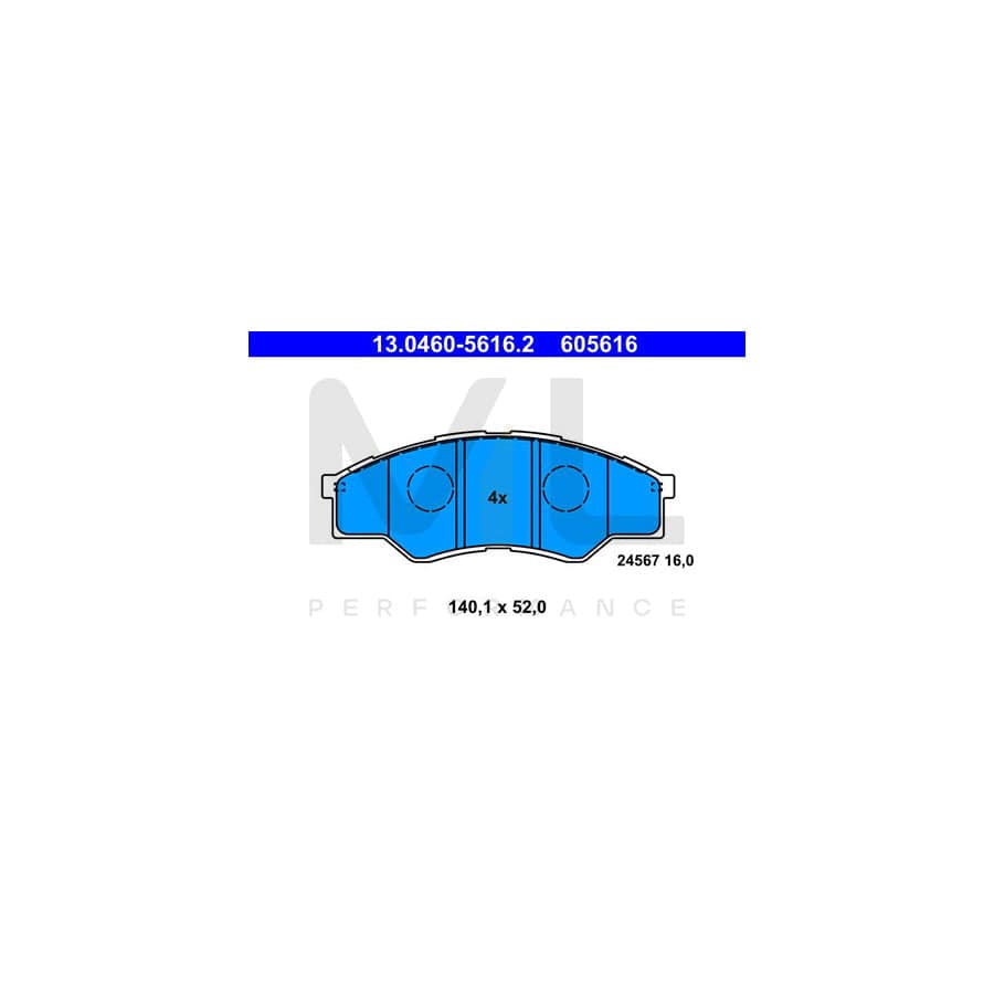 ATE 13.0460-5616.2 Brake pad set for TOYOTA Hilux VII Pickup excl. wear warning contact, not prepared for wear indicator