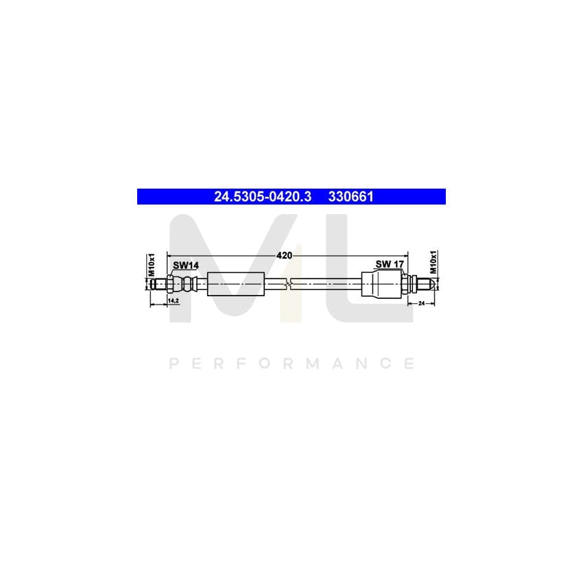 ATE 24.5305-0420.3 Brake Hose for FORD ESCORT 420mm
