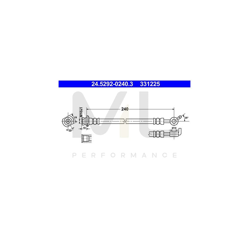 ATE 24.5292-0240.3 Brake Hose for NISSAN QASHQAI 240mm, M10x1