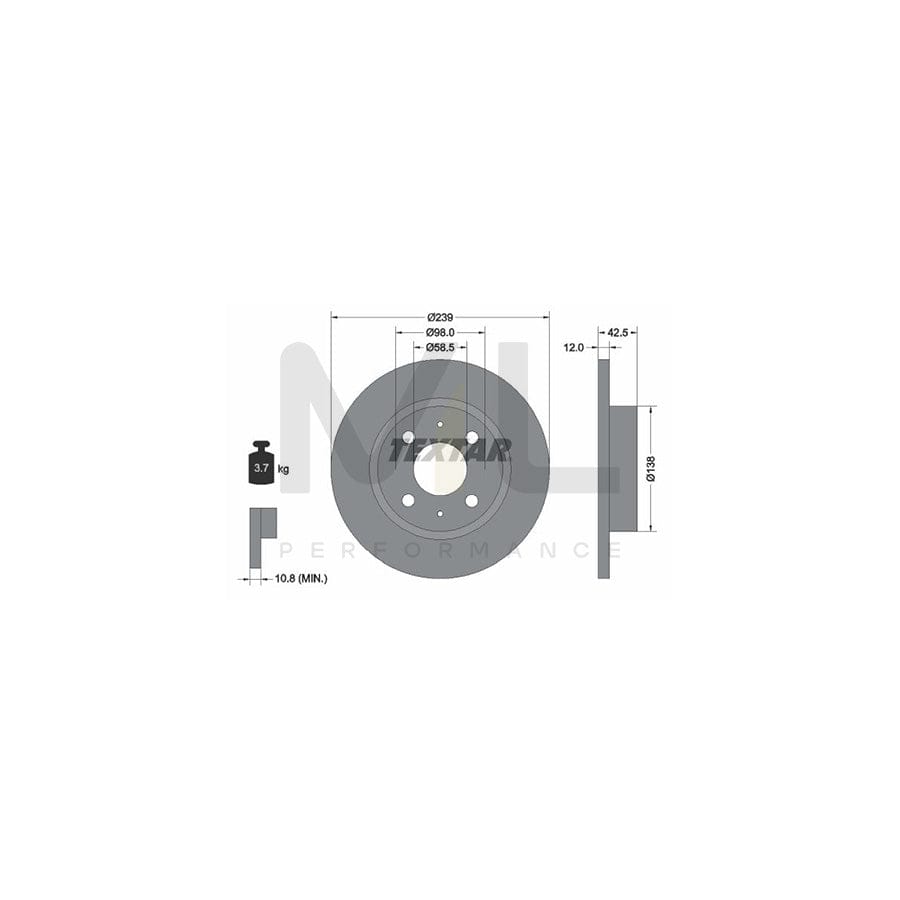 TEXTAR 92039100 Brake Disc Solid, without wheel hub, without wheel studs | ML Performance Car Parts