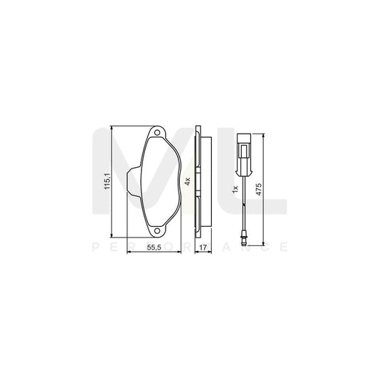 Bosch 0986495475 Brake Pad Set Incl. Wear Warning Contact BP2107 | ML Performance Car Parts