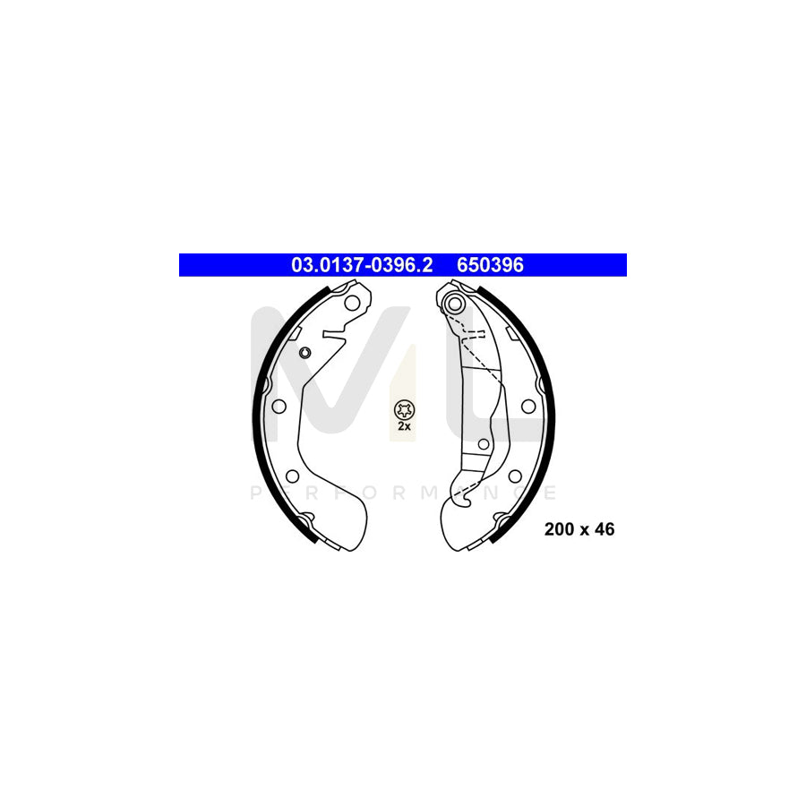 ATE 03.0137-0396.2 Brake Shoe Set with lever