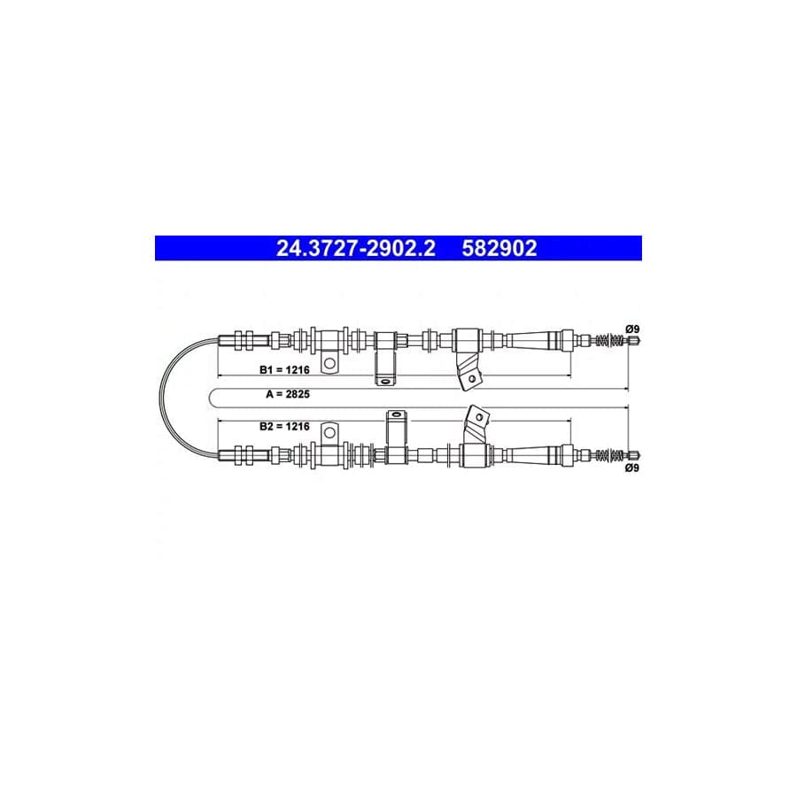 ATE 24.3727-2902.2 Hand Brake Cable for Daewoo Matiz