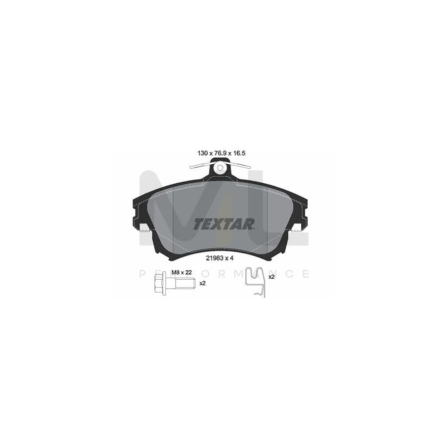 TEXTAR 2198304 Brake pad set with acoustic wear warning, with brake caliper screws | ML Performance Car Parts