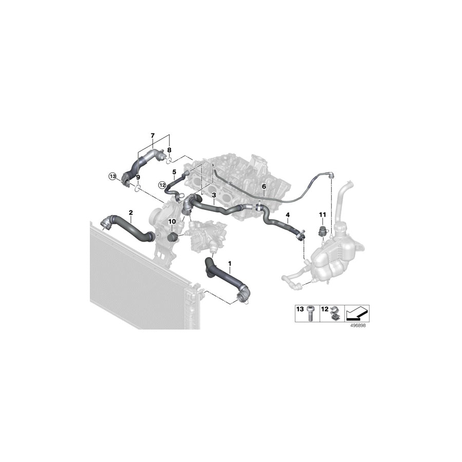 Genuine BMW Mini 17128658483 F46 F56 Pipe, Expansion Tank-Cylinder Head (Inc. One, X2 25iX & X2 M35iX) | ML Performance US Car Parts