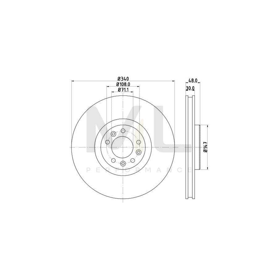HELLA PRO 8DD 355 119-651 Brake Disc Internally Vented, Coated, without wheel hub, without wheel studs