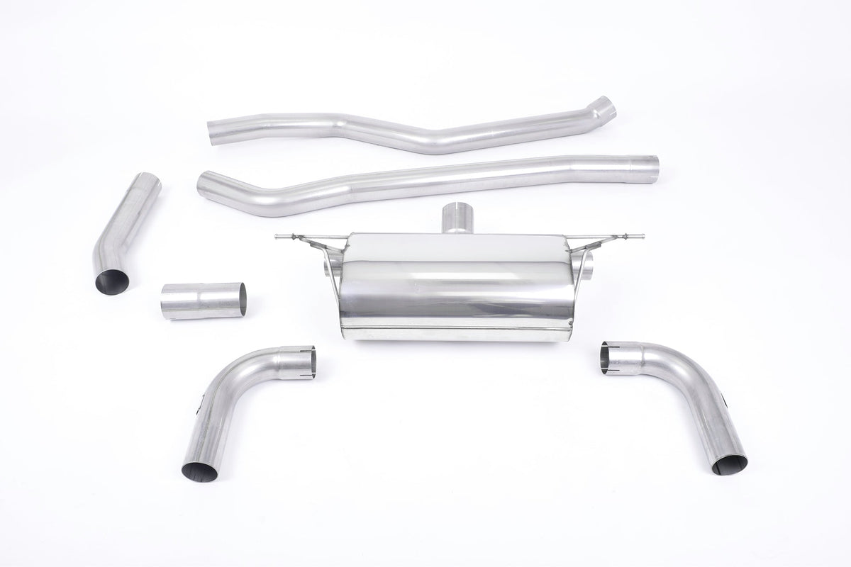 MillTek SSXBM1071 BMW F30 320i Cat-Back Race Non-Res Dual Outlet with Carbon Fibre Jet-90 Trims