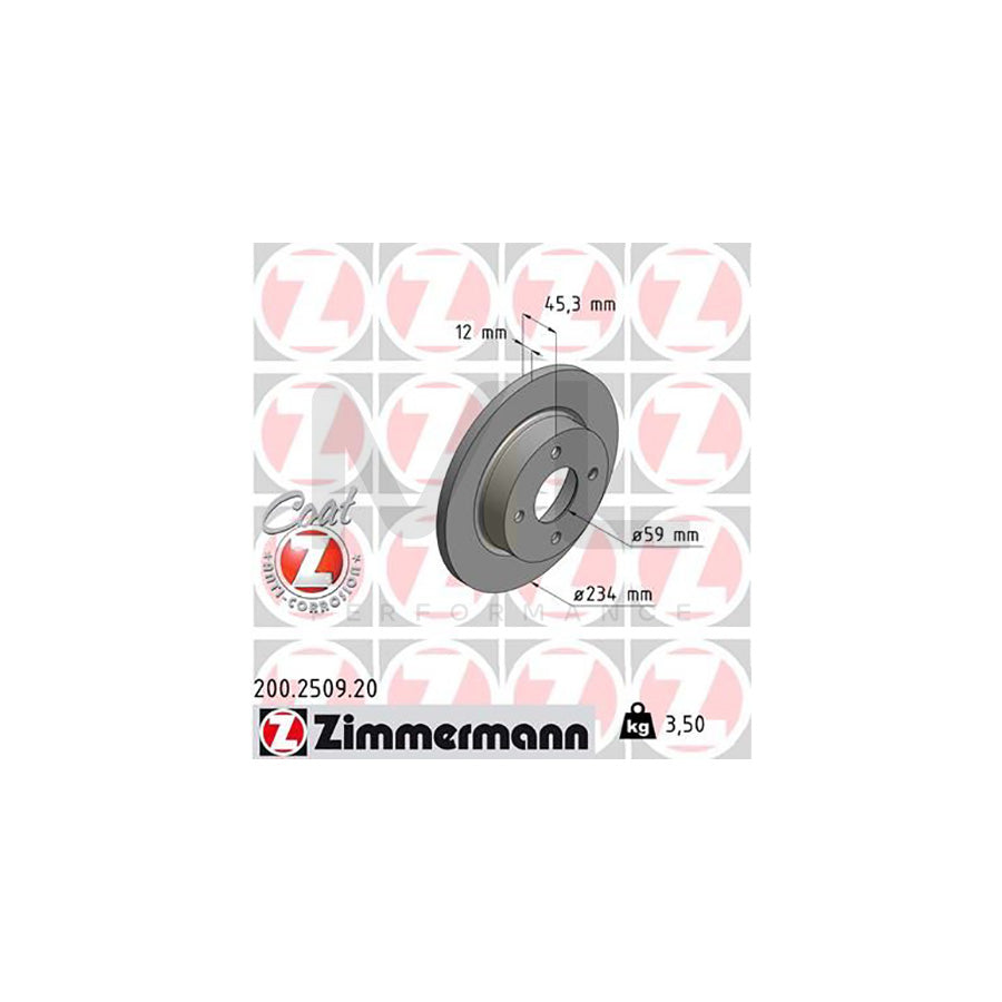 ZIMMERMANN COAT Z 200.2509.20 Brake Disc Solid, Coated  - 1 piece