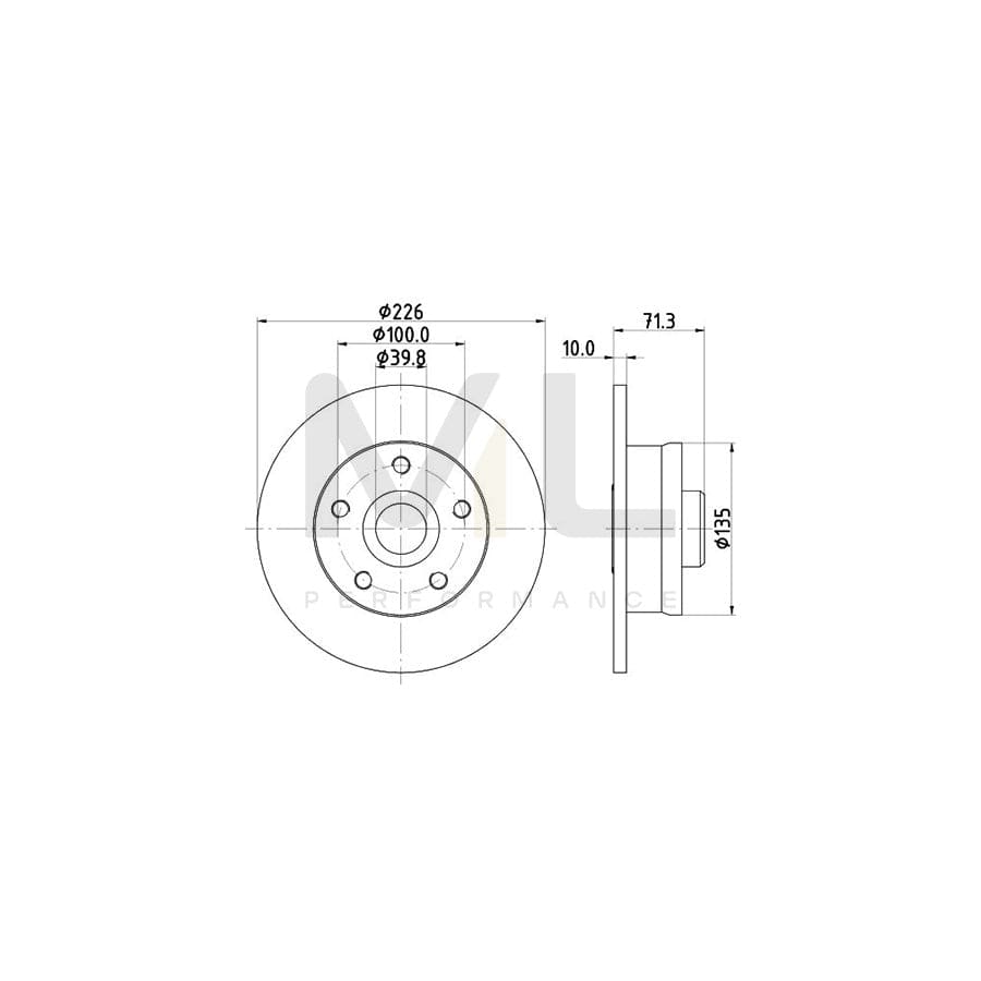 HELLA 8DD 355 113-411 Brake Disc Solid, with ABS sensor ring, without wheel studs