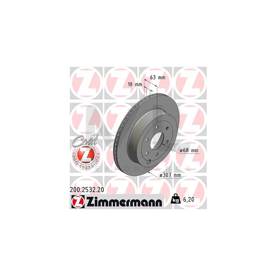 ZIMMERMANN COAT Z 200.2532.20 Brake Disc Internally Vented, Coated  - 1 piece