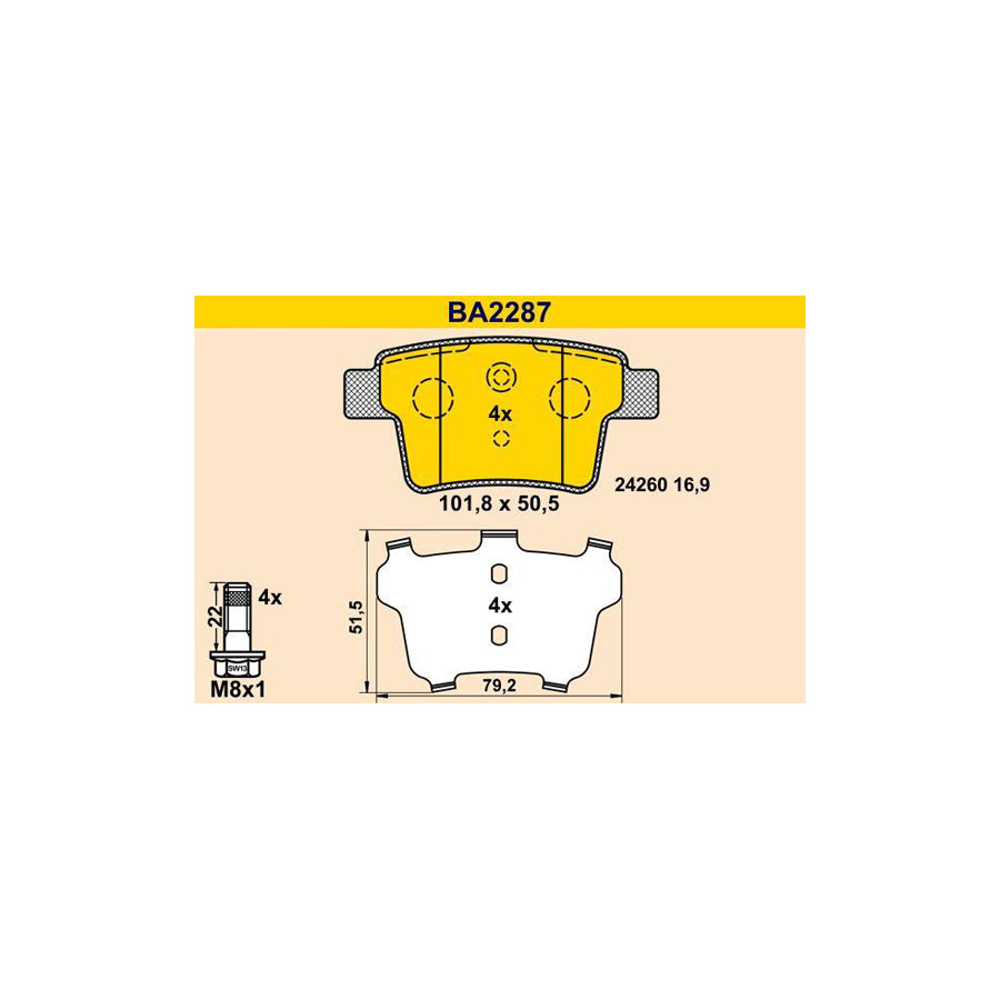 Barum Ba2287 Brake Pad Set