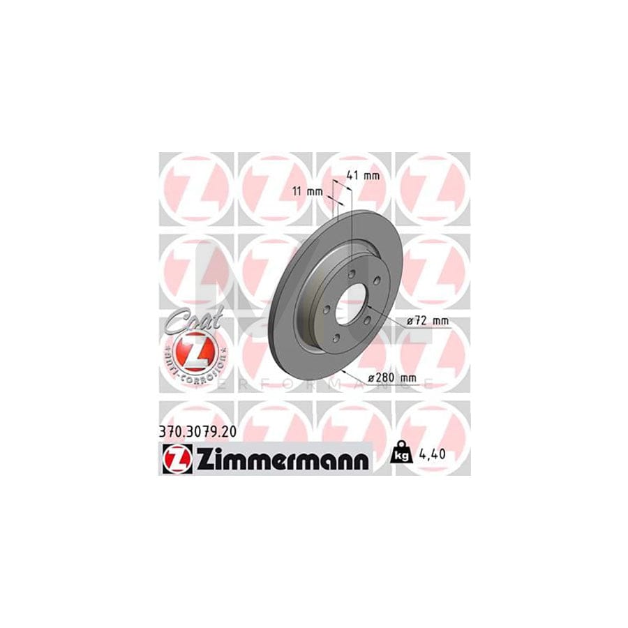 ZIMMERMANN COAT Z 370.3079.20 Brake Disc Solid, Coated  - 1 piece