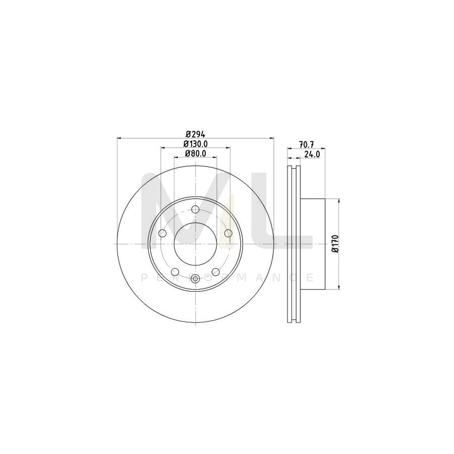 HELLA 8DD 355 113-391 Brake Disc Internally Vented, without wheel hub, without wheel studs