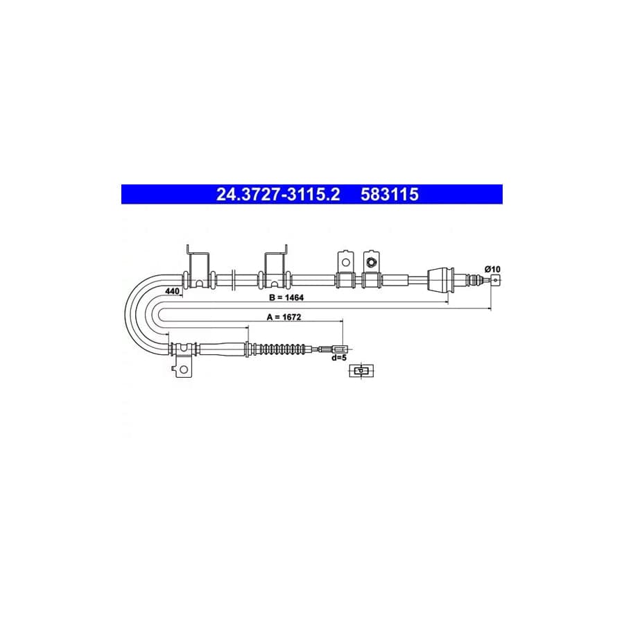 ATE 24.3727-3115.2 Hand Brake Cable