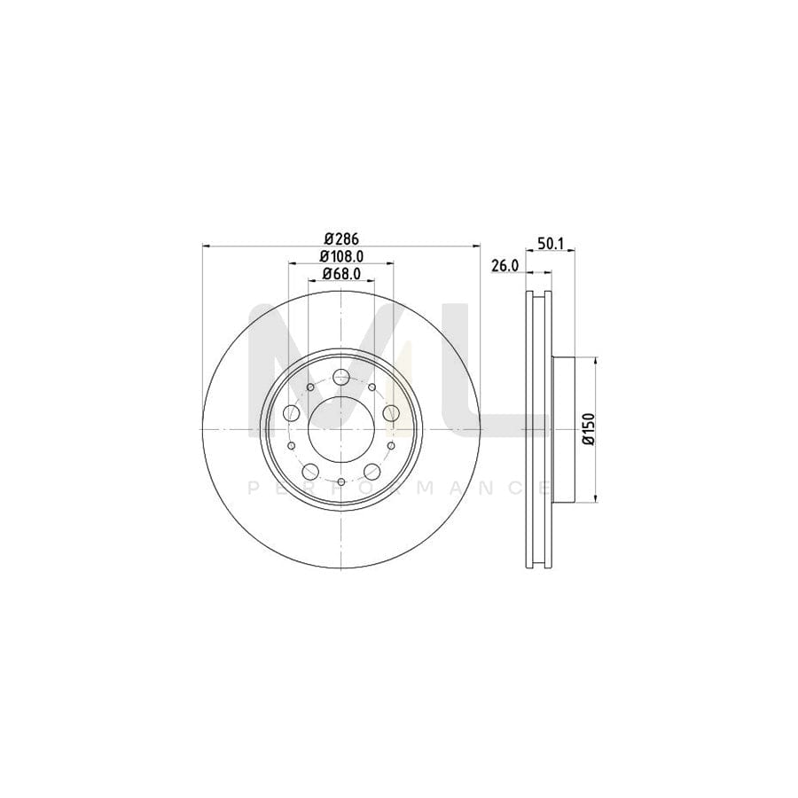 HELLA PRO 8DD 355 107-051 Brake Disc Externally Vented, Coated, without wheel hub, without wheel studs