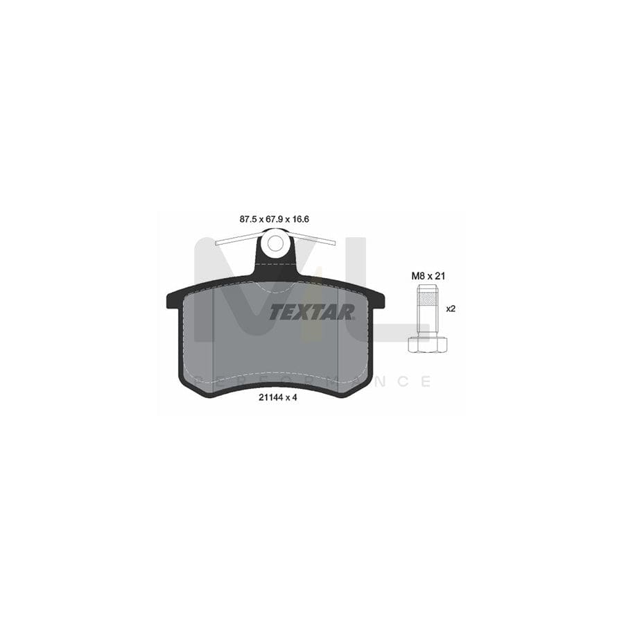 TEXTAR 2114401 Brake pad set not prepared for wear indicator, with brake caliper screws | ML Performance Car Parts