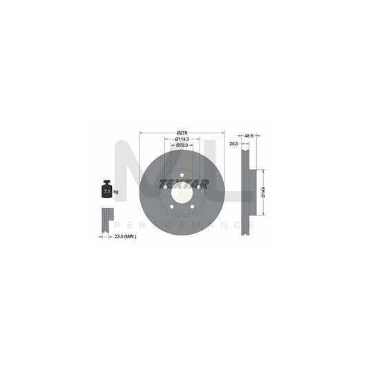 TEXTAR 92130300 Brake Disc Internally Vented, without wheel hub, without wheel studs | ML Performance Car Parts