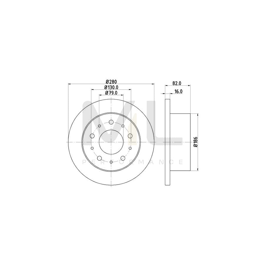 HELLA PRO 8DD 355 108-981 Brake Disc Solid, Coated, without wheel hub, without wheel studs