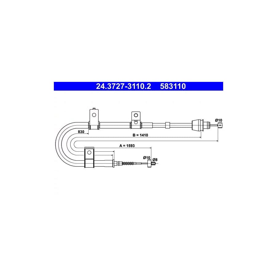 ATE 24.3727-3110.2 Hand Brake Cable for Hyundai Elantra