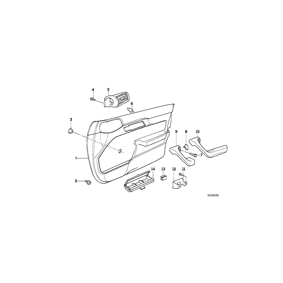 Genuine BMW 51411978241 E34 Door Trim Panel, Fabric, Front Left 0271/281/293IND (Inc. 524td, 525i & 535i) | ML Performance US Car Parts