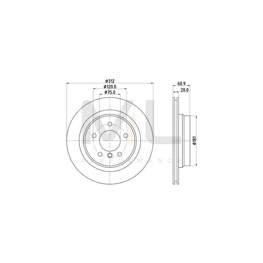HELLA PRO 8DD 355 106-771 Brake Disc Externally Vented, Coated, without wheel hub, without wheel studs