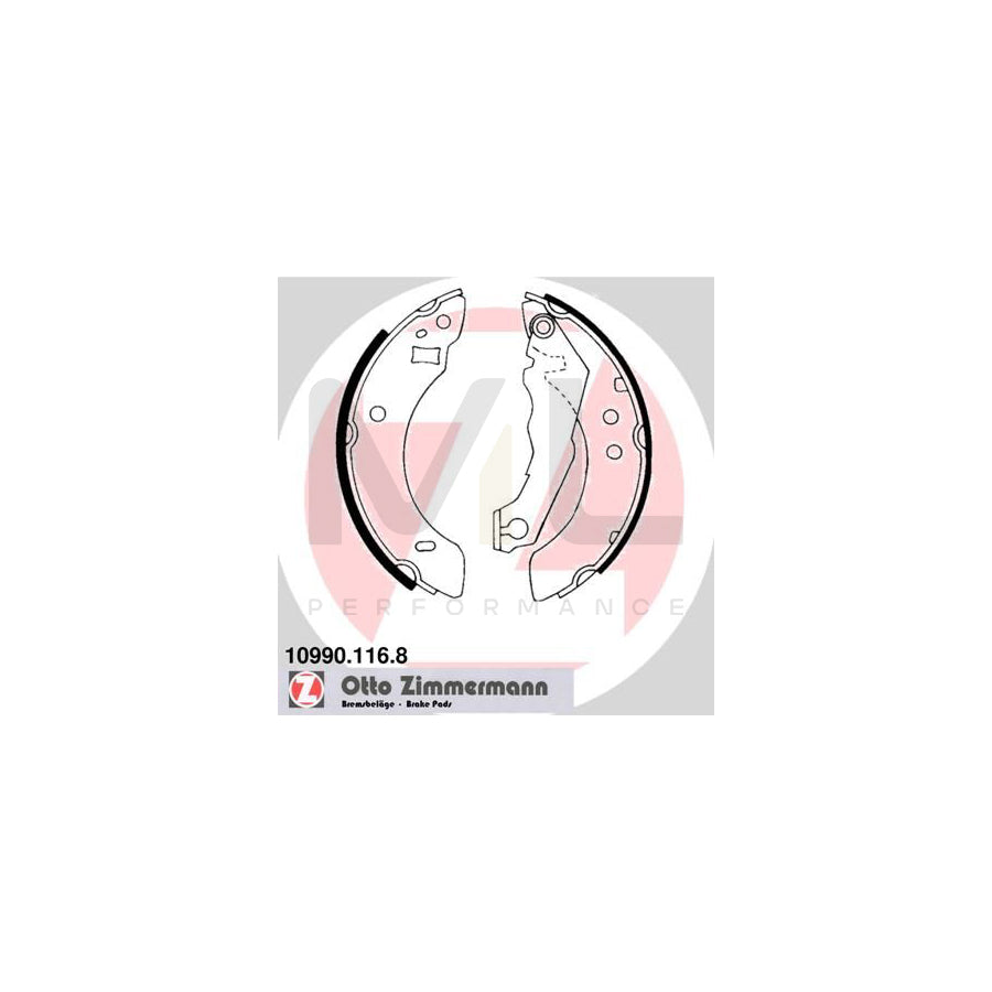 ZIMMERMANN 10990.116.8 Brake Shoe Set with lever, without accessories