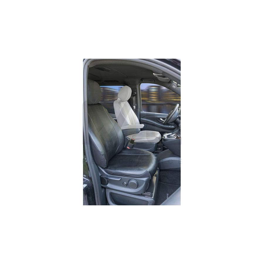 WALSER 11530 Car seat cover Black, Leatherette, Polyester, Front