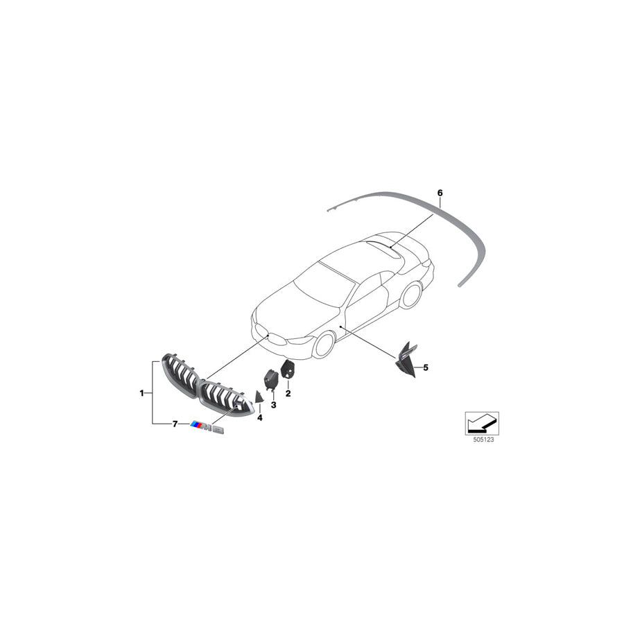 Genuine BMW 51138469492 F92 F93 F91 Badge Front Radiator Grill Left M8 (Inc. M8) | ML Performance US Car Parts