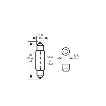 RING R239 12V 5W  C5W S8.5d 11 x 38mm Festoon (10 units)