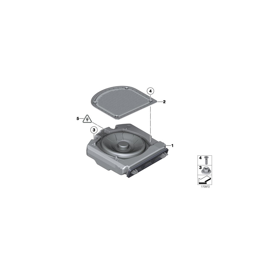 Genuine BMW 65139169687 F12 RR6 F11 Central Bass, Left TOP-HIFI-SYSTEM (Inc. Dawn, 520i & 650iX 4.0) | ML Performance US