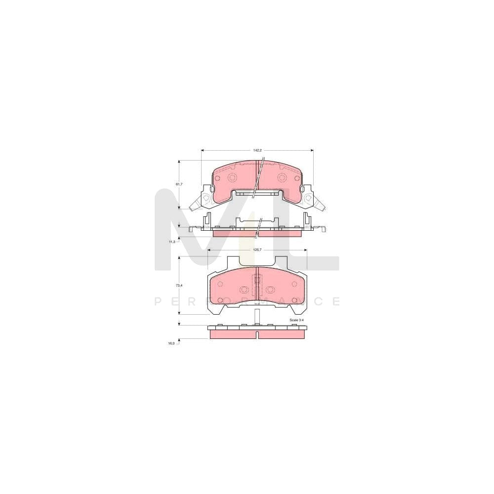 TRW Gdb4028 Brake Pad Set Incl. Wear Warning Contact | ML Performance Car Parts