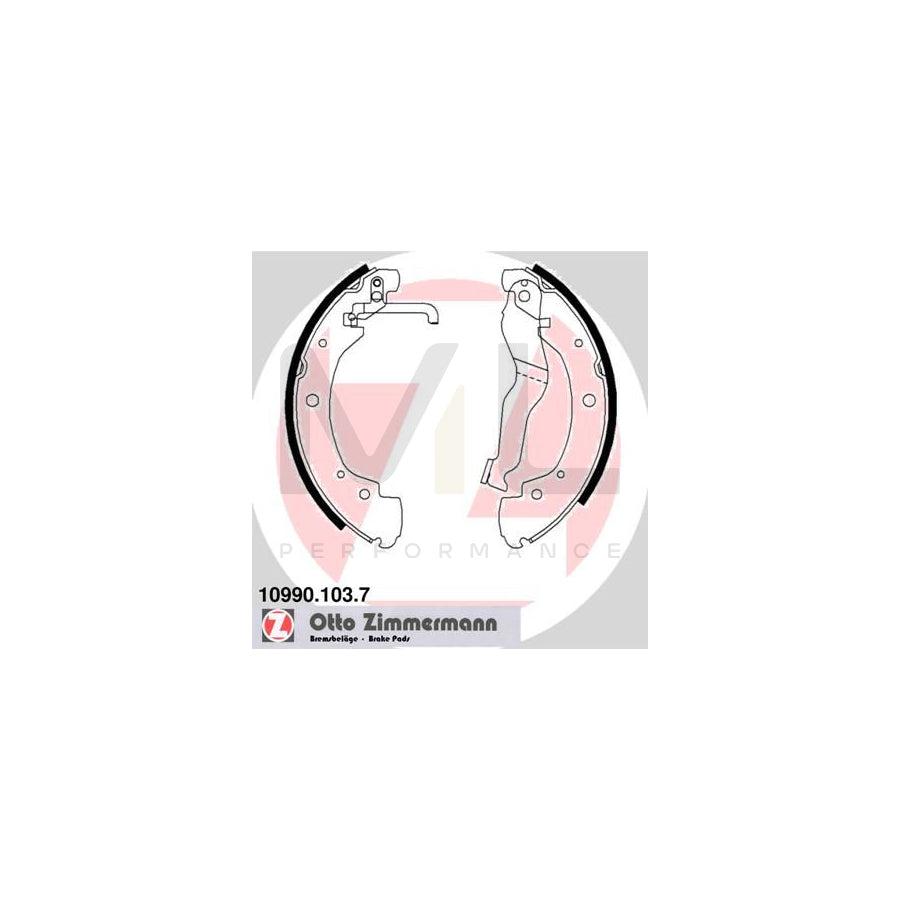 ZIMMERMANN 10990.103.7 Brake Shoe Set for VW TRANSPORTER Photo corresponds to scope of supply, with lever