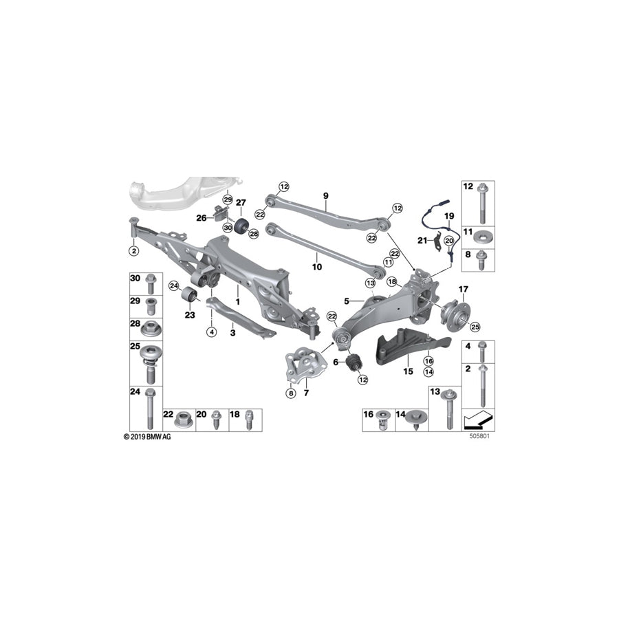 Genuine BMW Mini 33316862558 F44 Rear Axle Carrier (Inc. X1 18dX, X2 20dX & Cooper D ALL4) | ML Performance US Car Parts