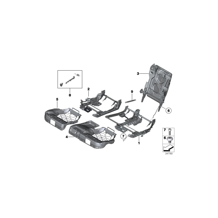 Genuine BMW 52207230144 F07 Seat Frame, Comfort Seat, Right (Inc. 550iX, 530d & 550i) | ML Performance US Car Parts