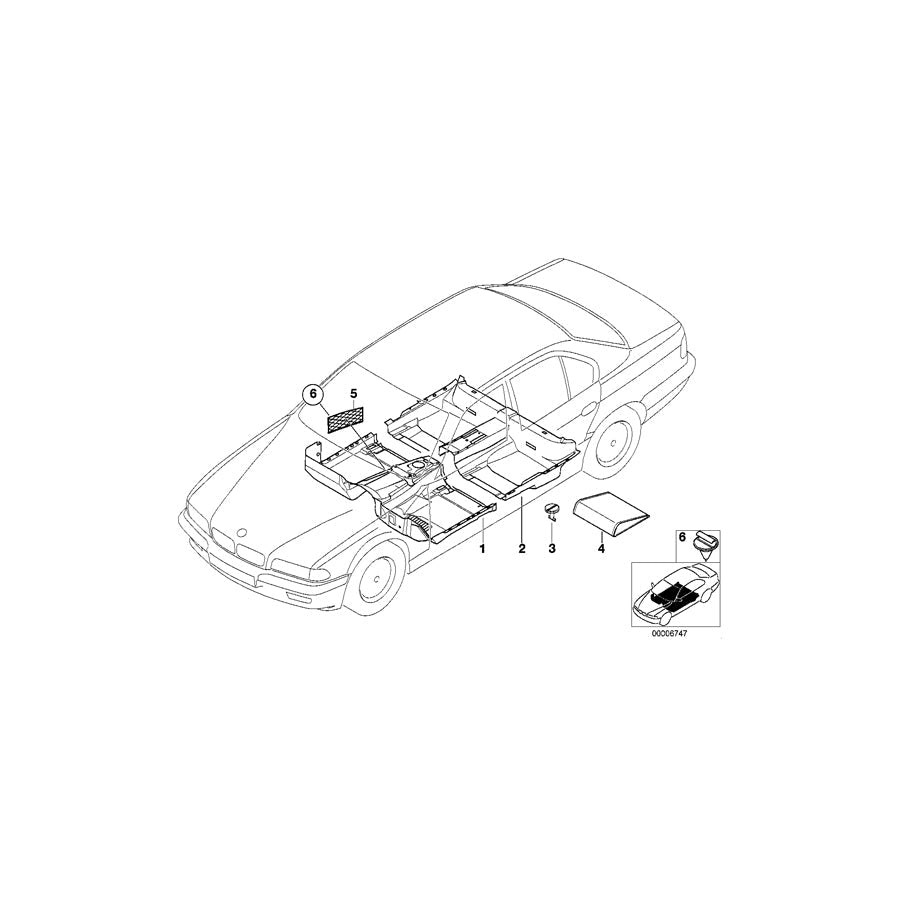 Genuine BMW 51478243355 E38 Floor Covering Rear GRAU (Inc. 750i, 740d & 740i) | ML Performance US Car Parts