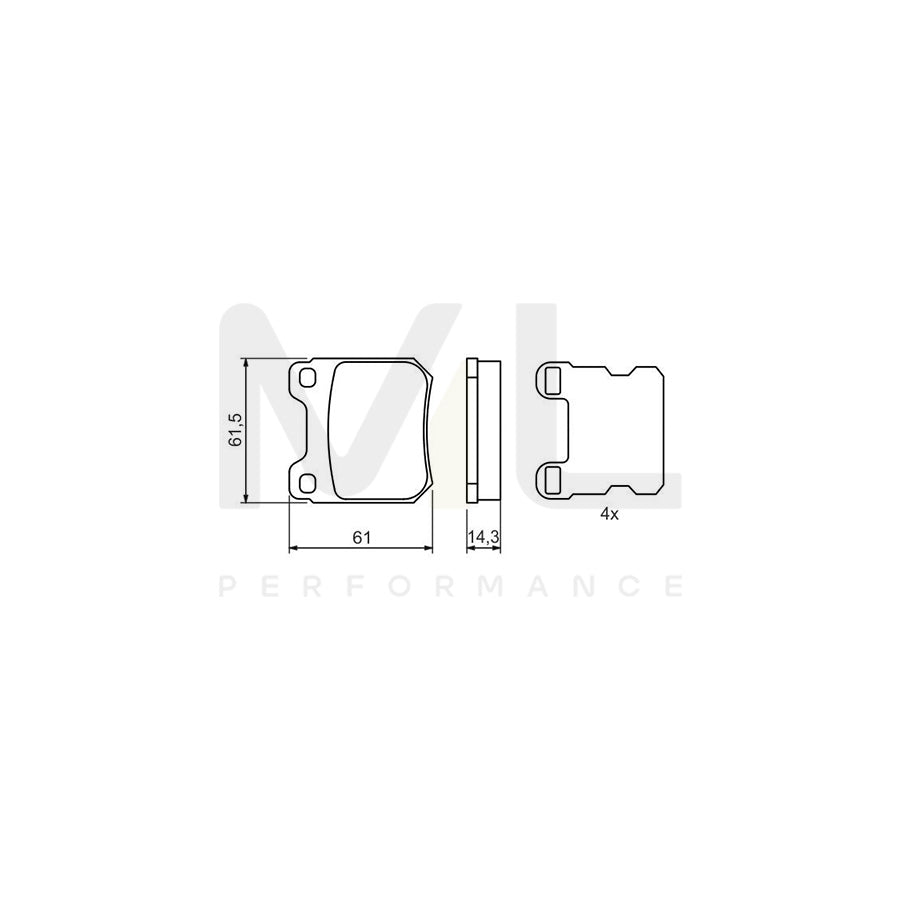 Bosch 0986494523 Brake Pad Set For Opel Senator B (V88) With Anti-Squeak Plate BP1444 | ML Performance Car Parts